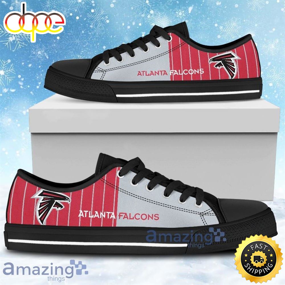 Sportswearmerch Simple Design Vertical Stripes Atlanta Falcons NFL Low Top Canvas Sneakers Shoes For Men And Women
