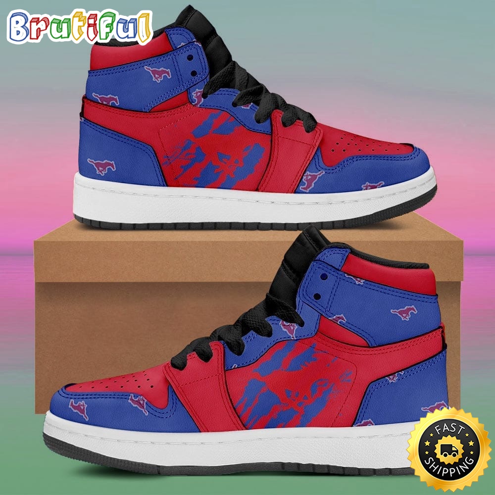 Sportswearmerch SMU Mustangs NCAA AJ1 High Sneakers Shoes For Men And Women
