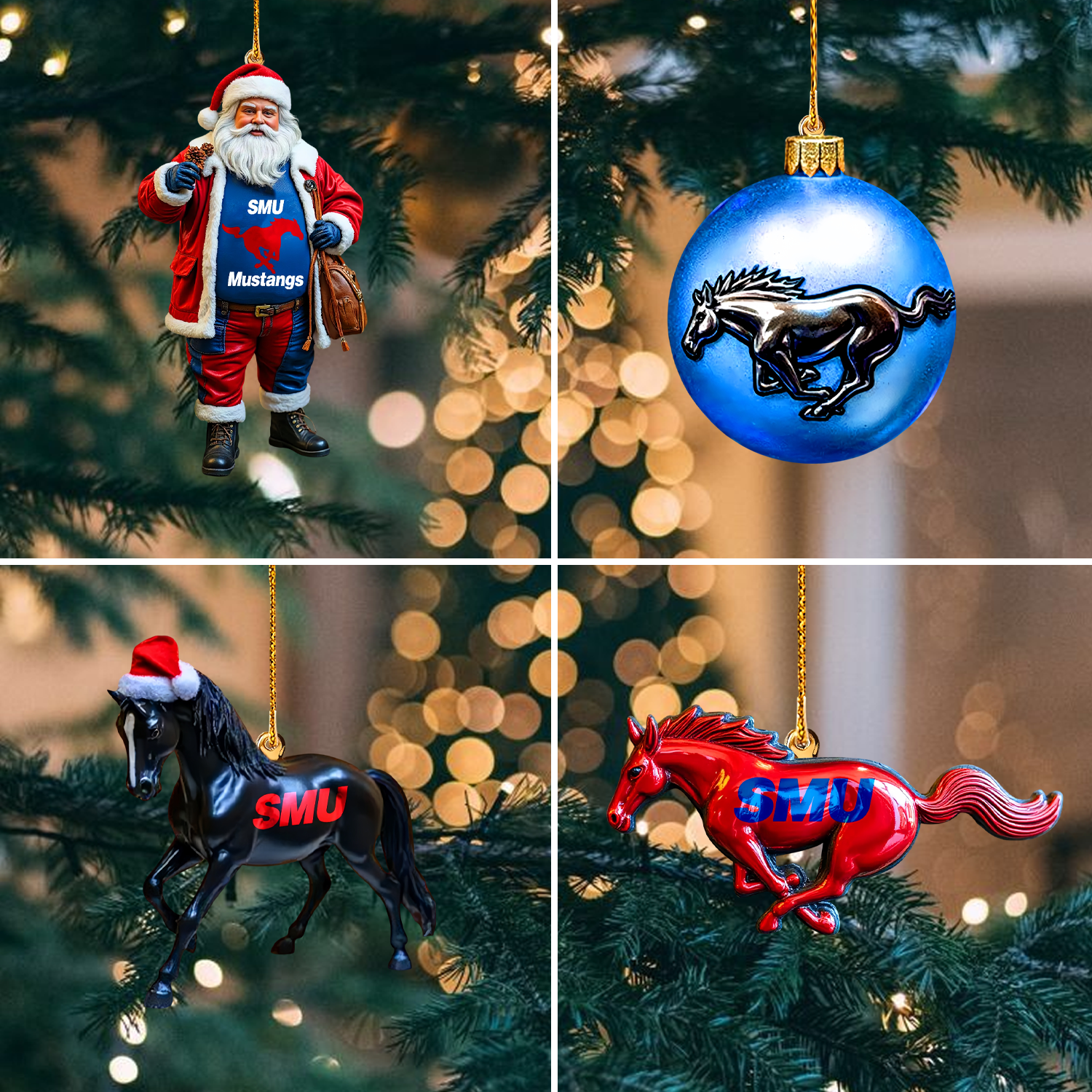 Sportswearmerch SMU Mustangs NCAA Christmas Acrylic Ornament Gift For Fan