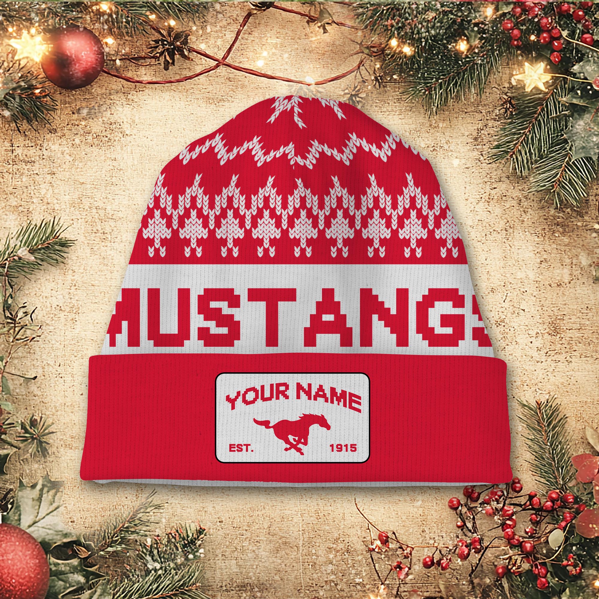 Sportswearmerch SMU Mustangs NCAA Christmas Beanie Hat For Fan
