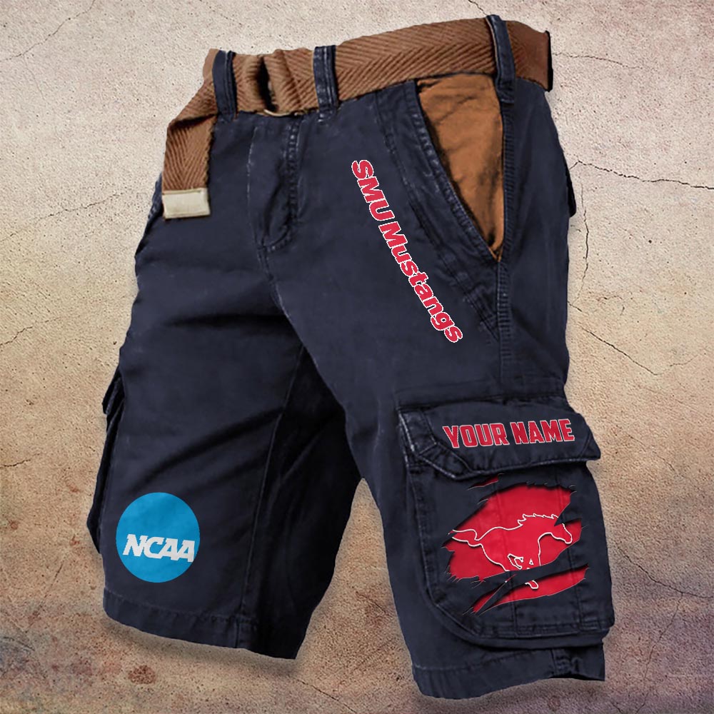 Sportswearmerch SMU Mustangs NCAA Denim Short For Fan