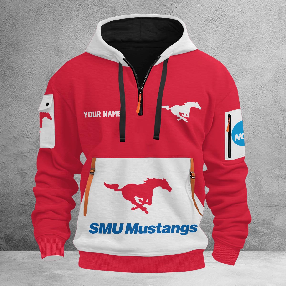 Sportswearmerch SMU Mustangs NCAA Half Zip Hoodie Personalized For Fan
