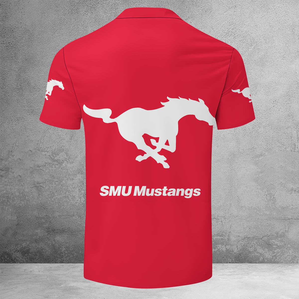 Sportswearmerch SMU Mustangs NCAA Lapel Zip Polo Shirt For Fan