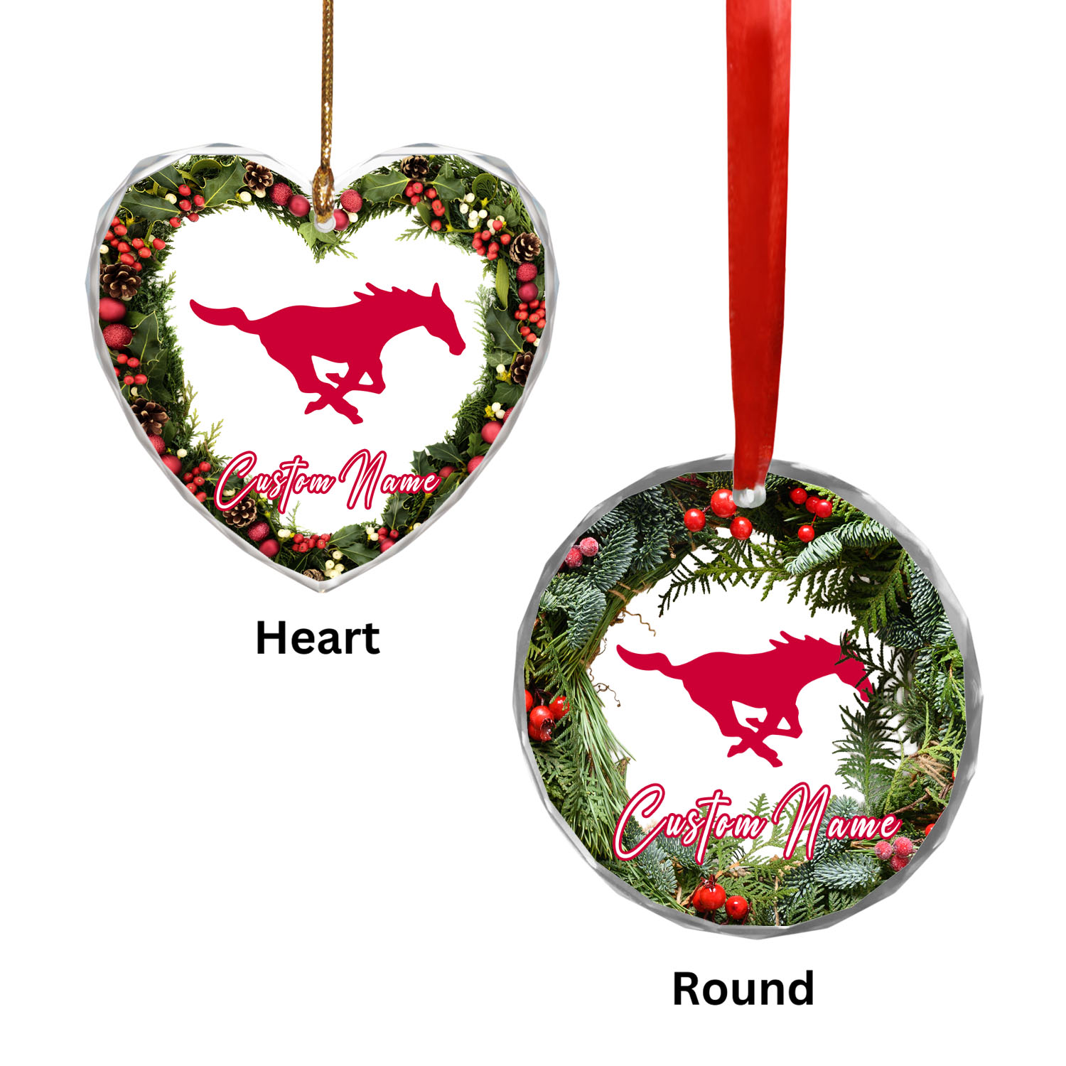 Sportswearmerch SMU Mustangs NCAA x Christmas Glass Ornament Gift For Fans