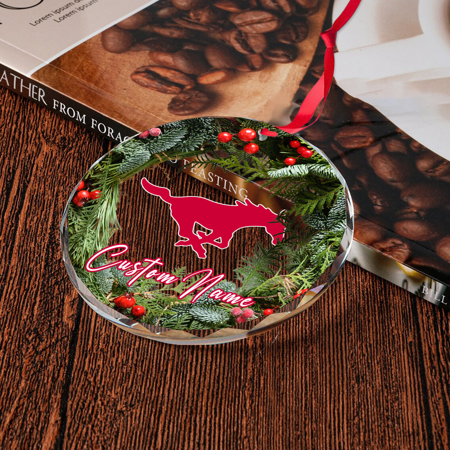 Sportswearmerch SMU Mustangs NCAA x Christmas Glass Ornament Gift For Fans
