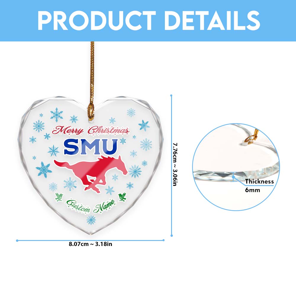Sportswearmerch SMU Mustangs NCAA x Christmas Glass Ornament Gift For Fans