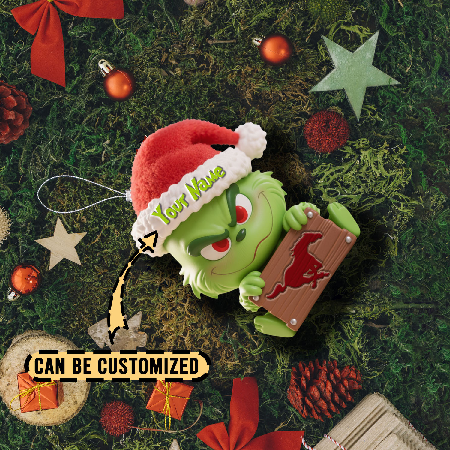 Sportswearmerch SMU Mustangs NCAA x The Grinch Christmas Acrylic Ornament Gift For Fans