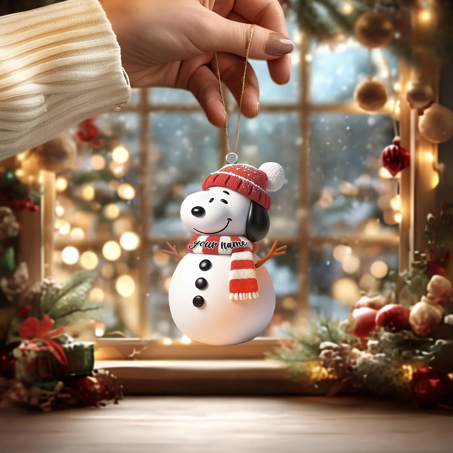 Sportswearmerch Snoopy x Christmas Personalized Acrylic Ornament Gift For Fans