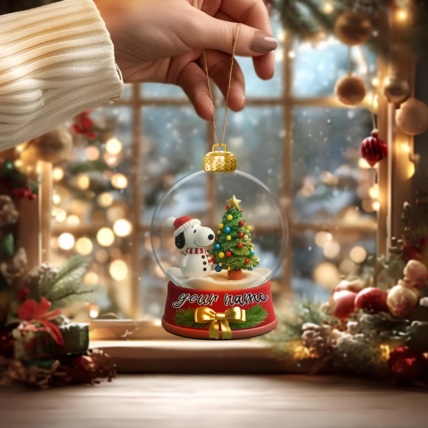 Sportswearmerch Snoopy x Christmas Personalized Acrylic Ornament Gift For Fans