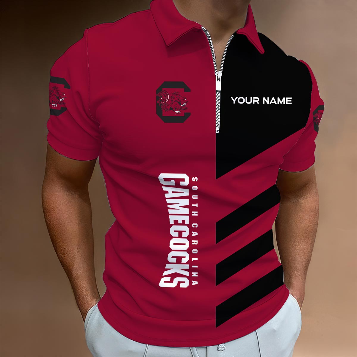 Sportswearmerch South Carolina Gamecocks NCAA Lapel Zip Polo Shirt For Fan