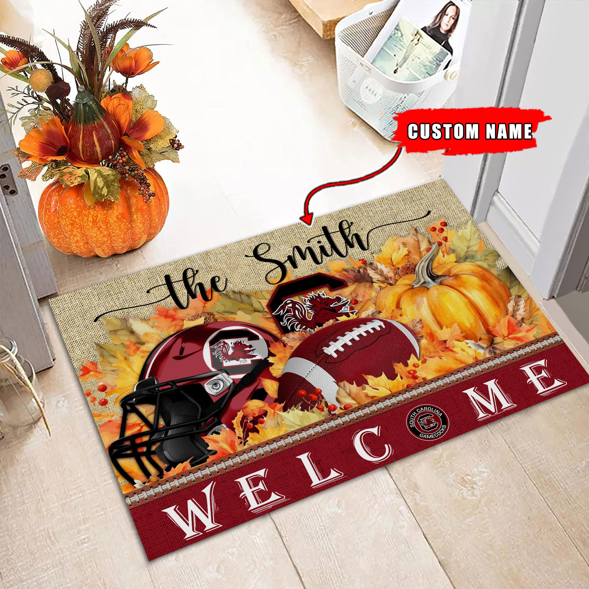 Sportswearmerch South Carolina Gamecocks NCAA Welcome Fall Football Doormat For Fan