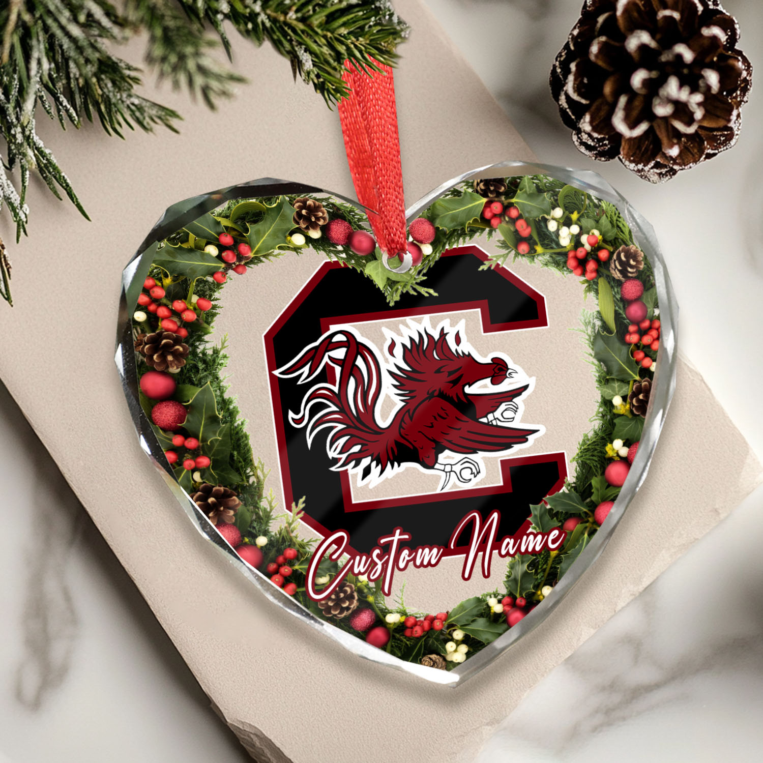 Sportswearmerch South Carolina Gamecocks NCAA x Christmas Glass Ornament Gift For Fans