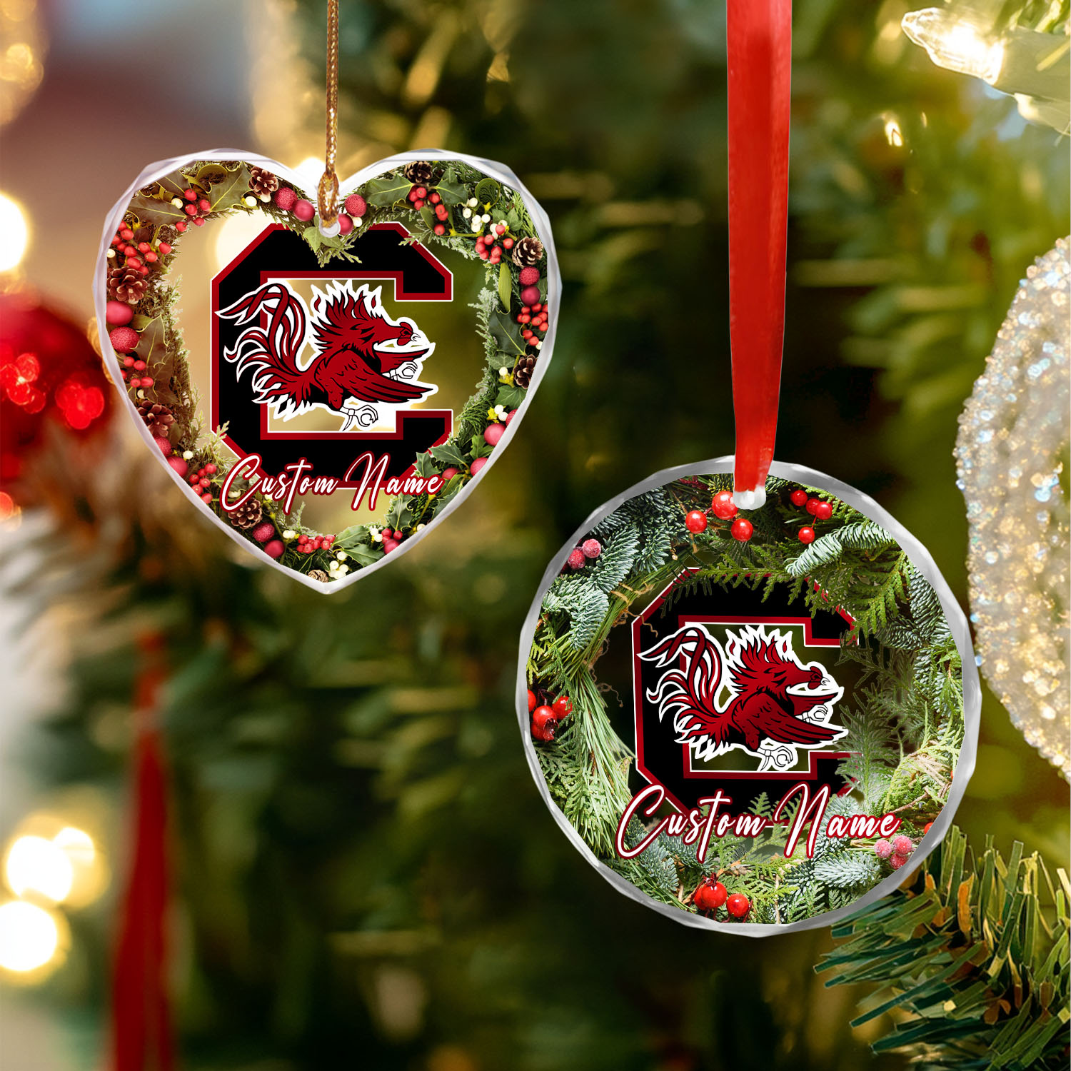 Sportswearmerch South Carolina Gamecocks NCAA x Christmas Glass Ornament Gift For Fans