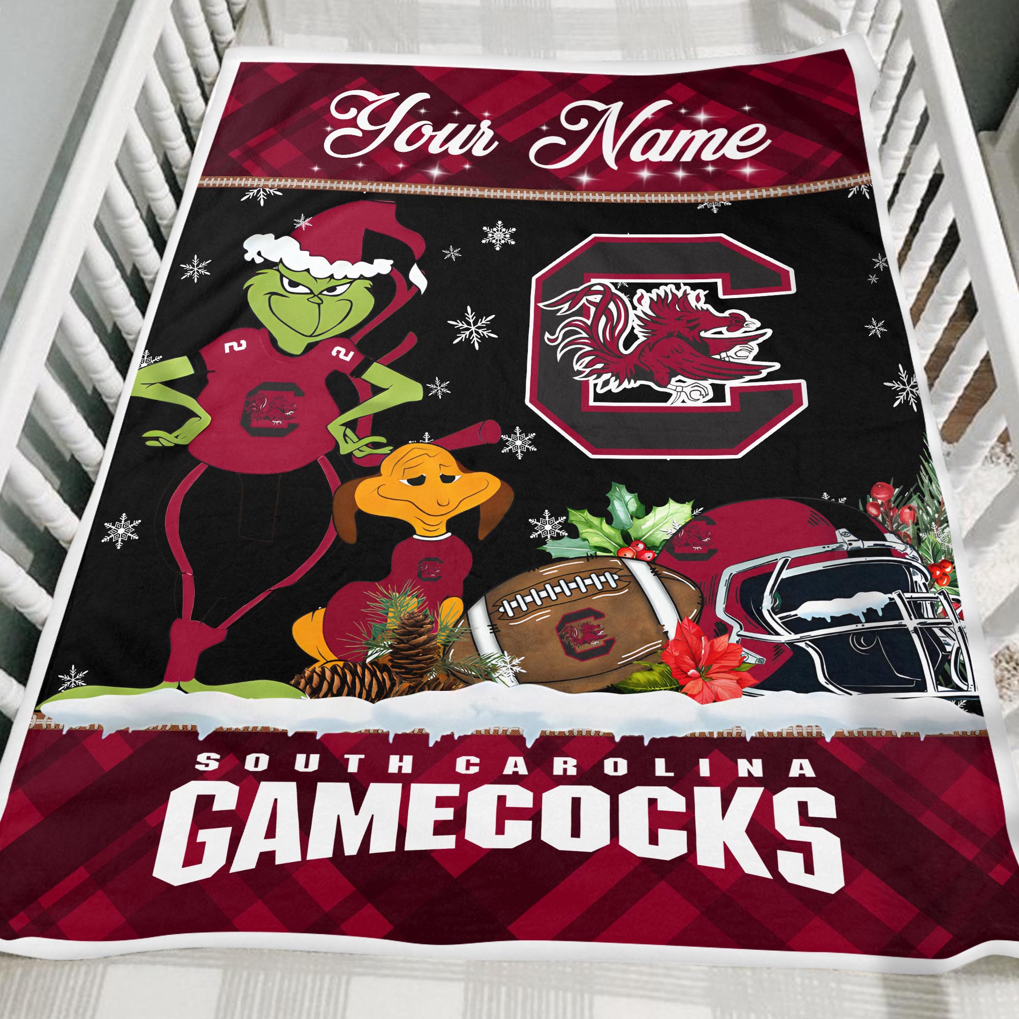 Sportswearmerch South Carolina Gamecocks NCAA x Grinch Christmas Fleece Blanket For Fan