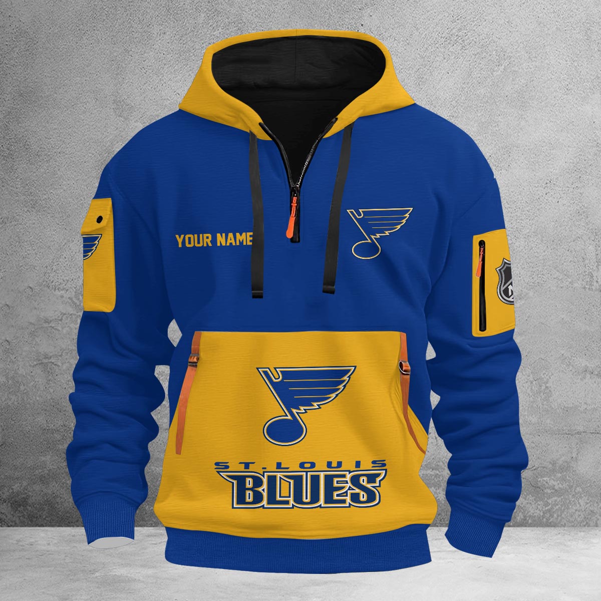 Sportswearmerch St. Louis Blues NHL Half Zip Hoodie Personalized For Fan