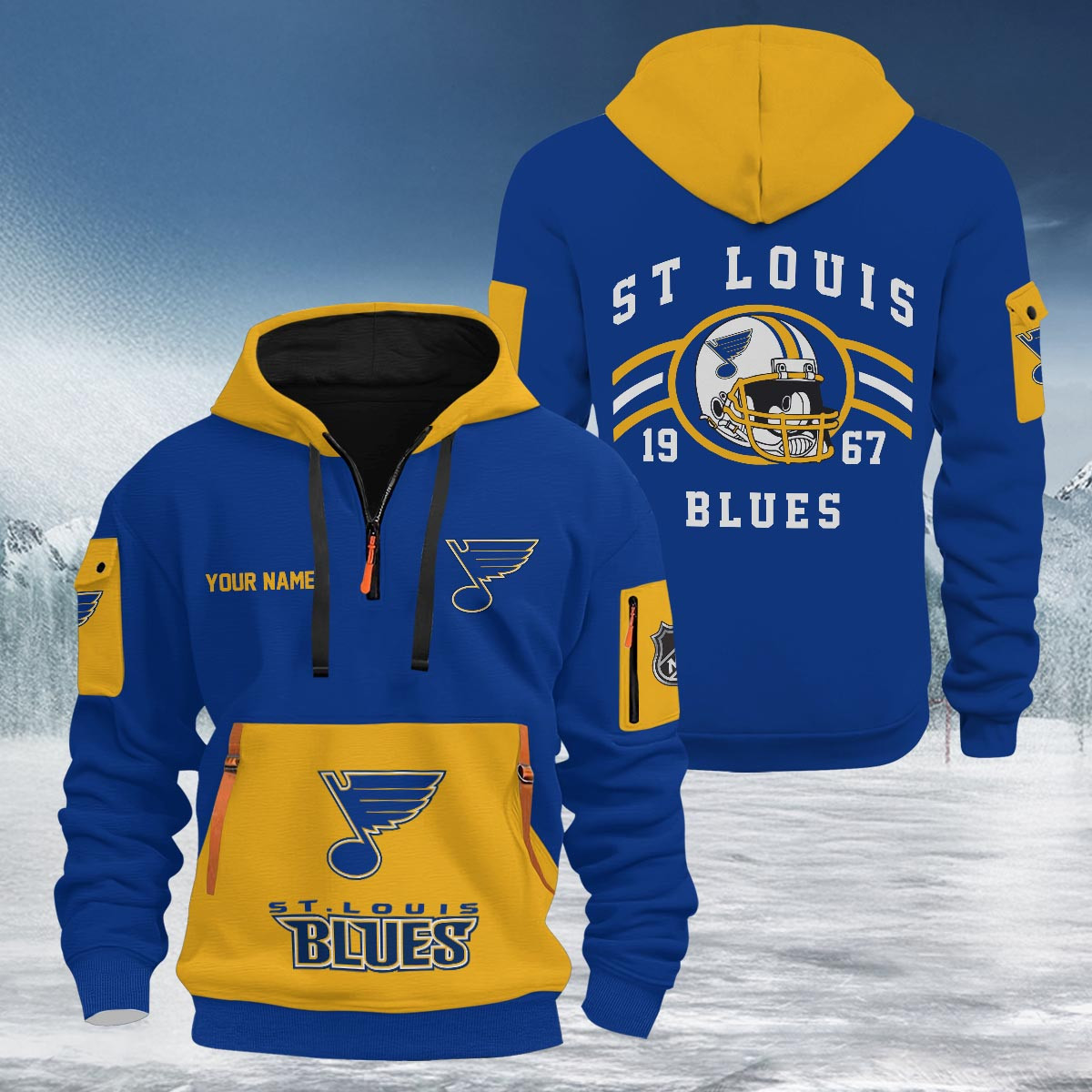 Sportswearmerch St. Louis Blues NHL Half Zip Hoodie Personalized For Fan