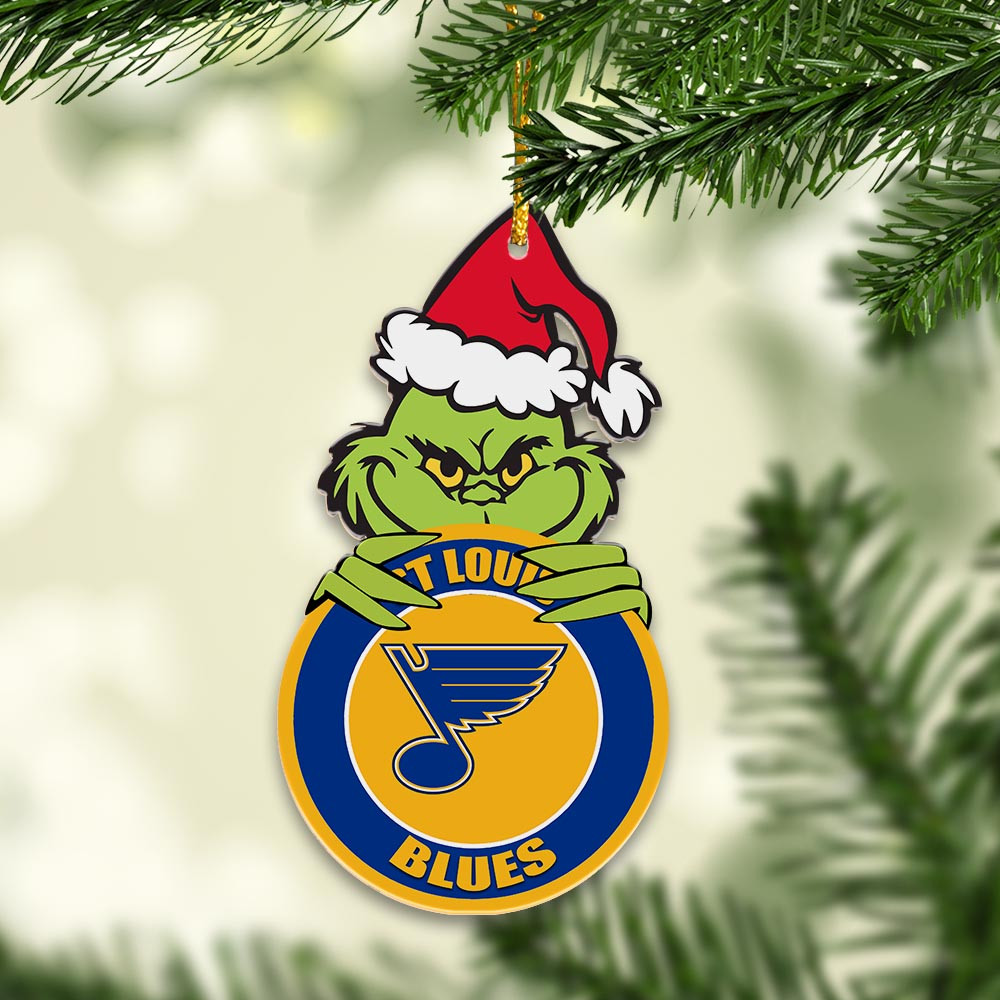 Sportswearmerch St. Louis Blues NHL x Grinch Christmas Acrylic Ornament For Fans