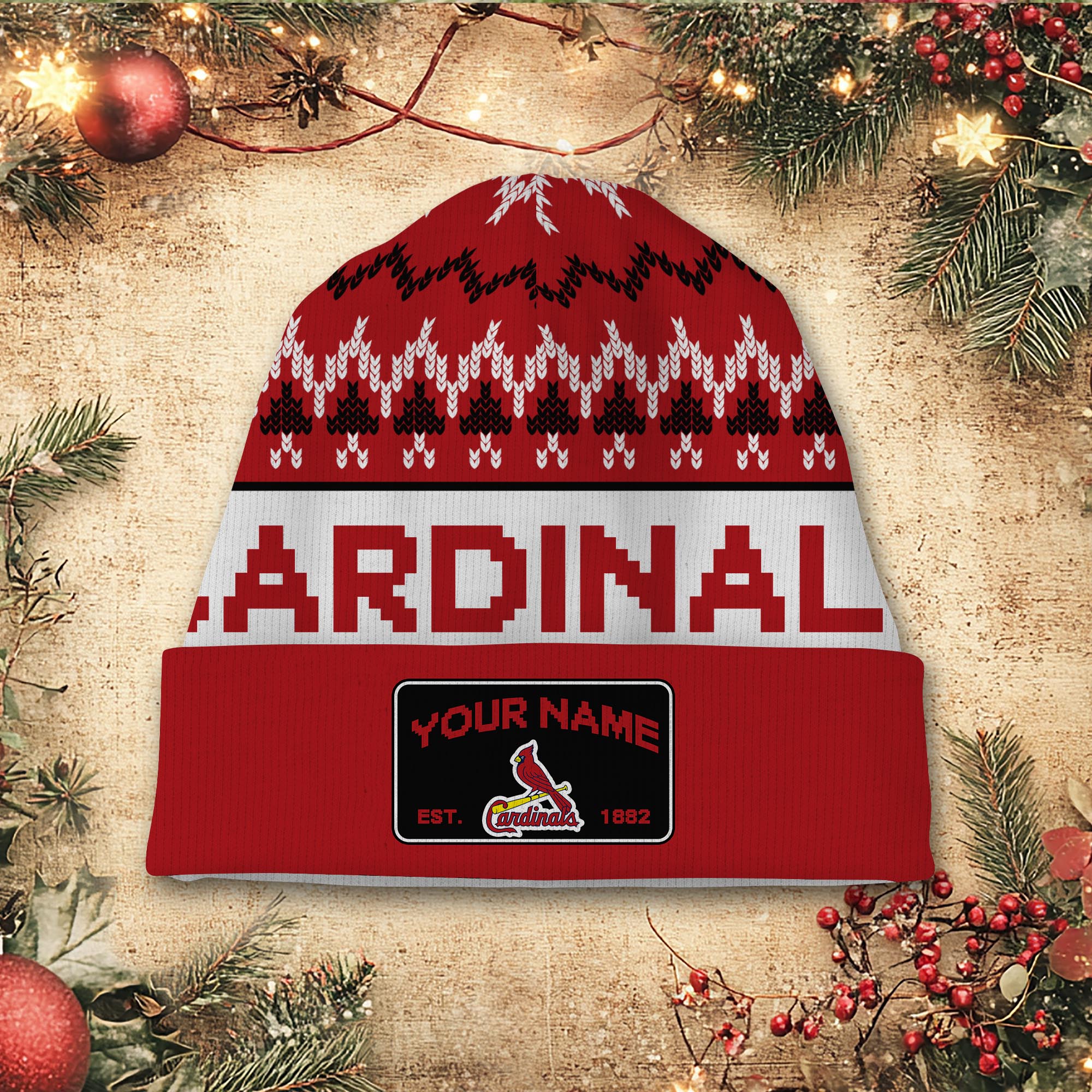 Sportswearmerch St. Louis Cardinals MLB Christmas Beanie Hat For Fan