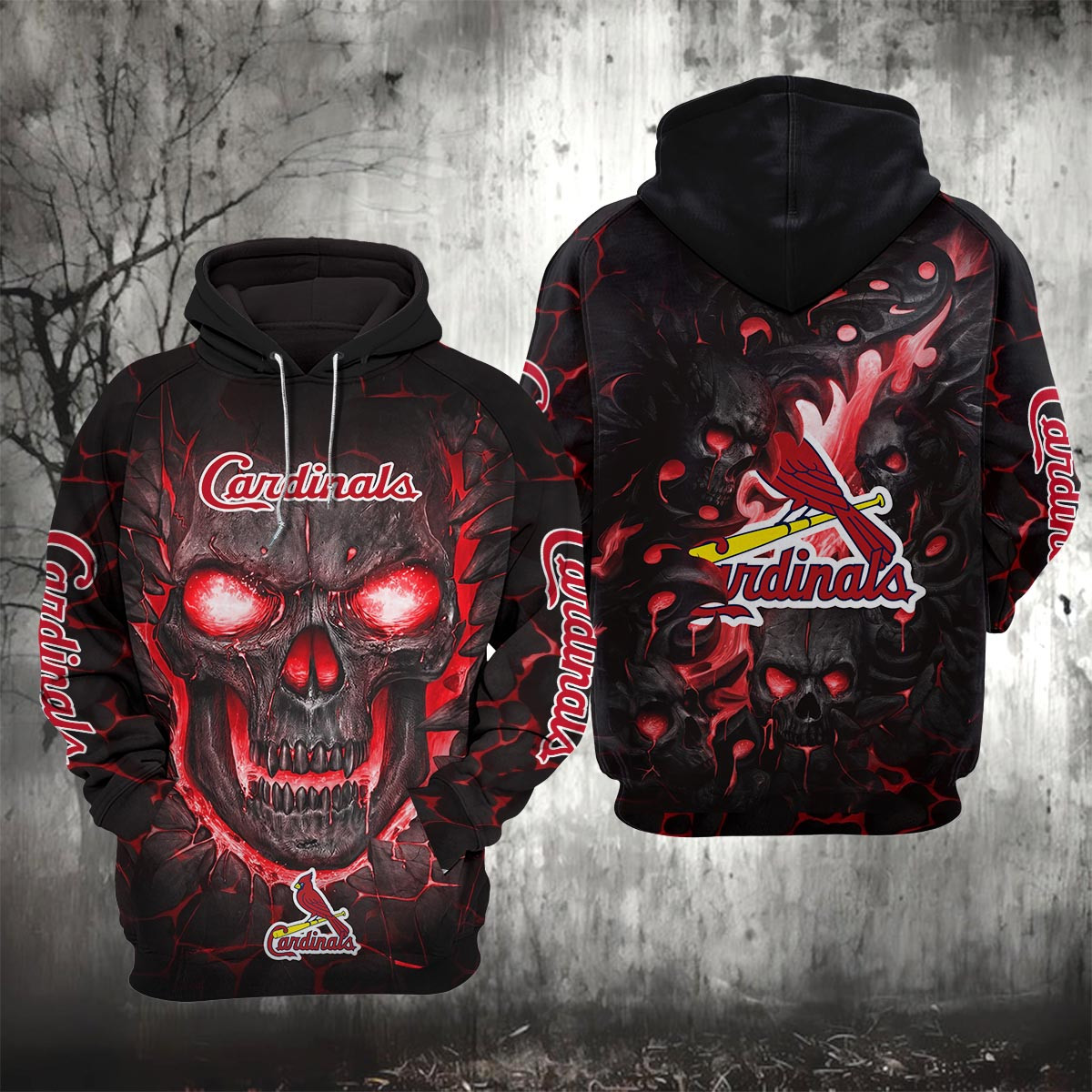 Sportswearmerch St. Louis Cardinals MLB Lava Skull Hoodie For Fan
