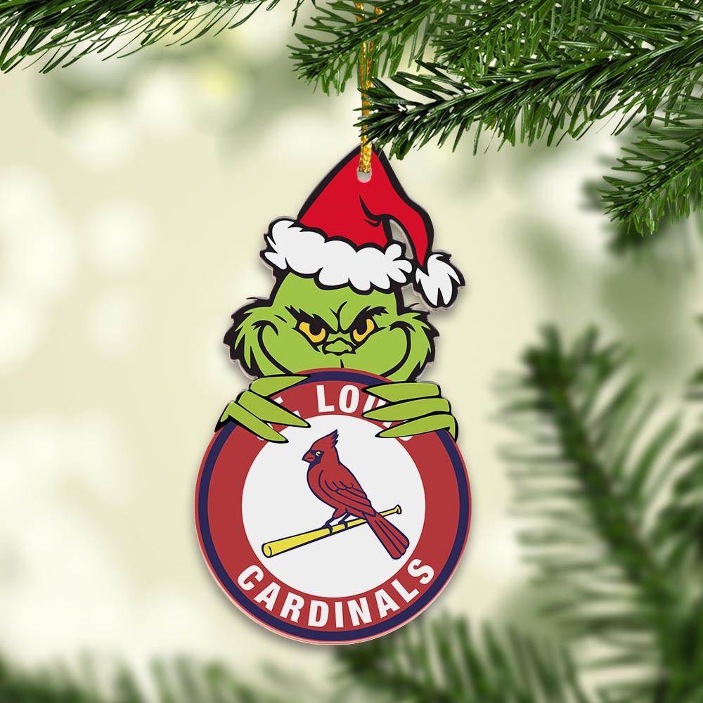 Sportswearmerch St. Louis Cardinals MLB x Grinch Christmas Acrylic Ornament For Fans