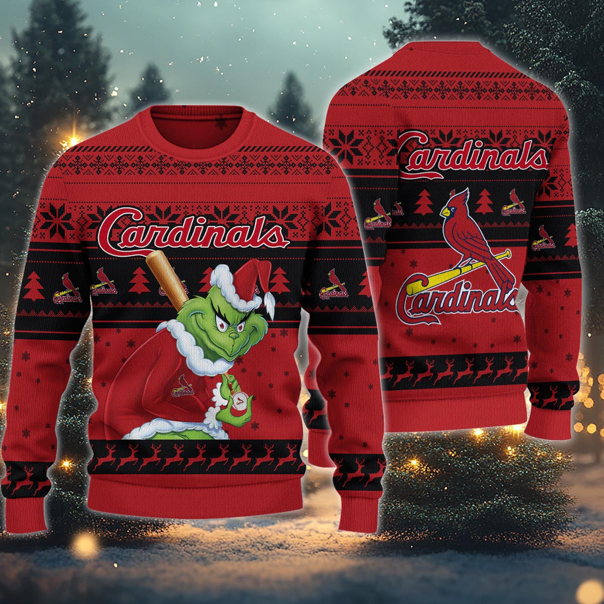 Sportswearmerch St. Louis Cardinals MLB x Grinch Christmas Ugly Sweater For Fans