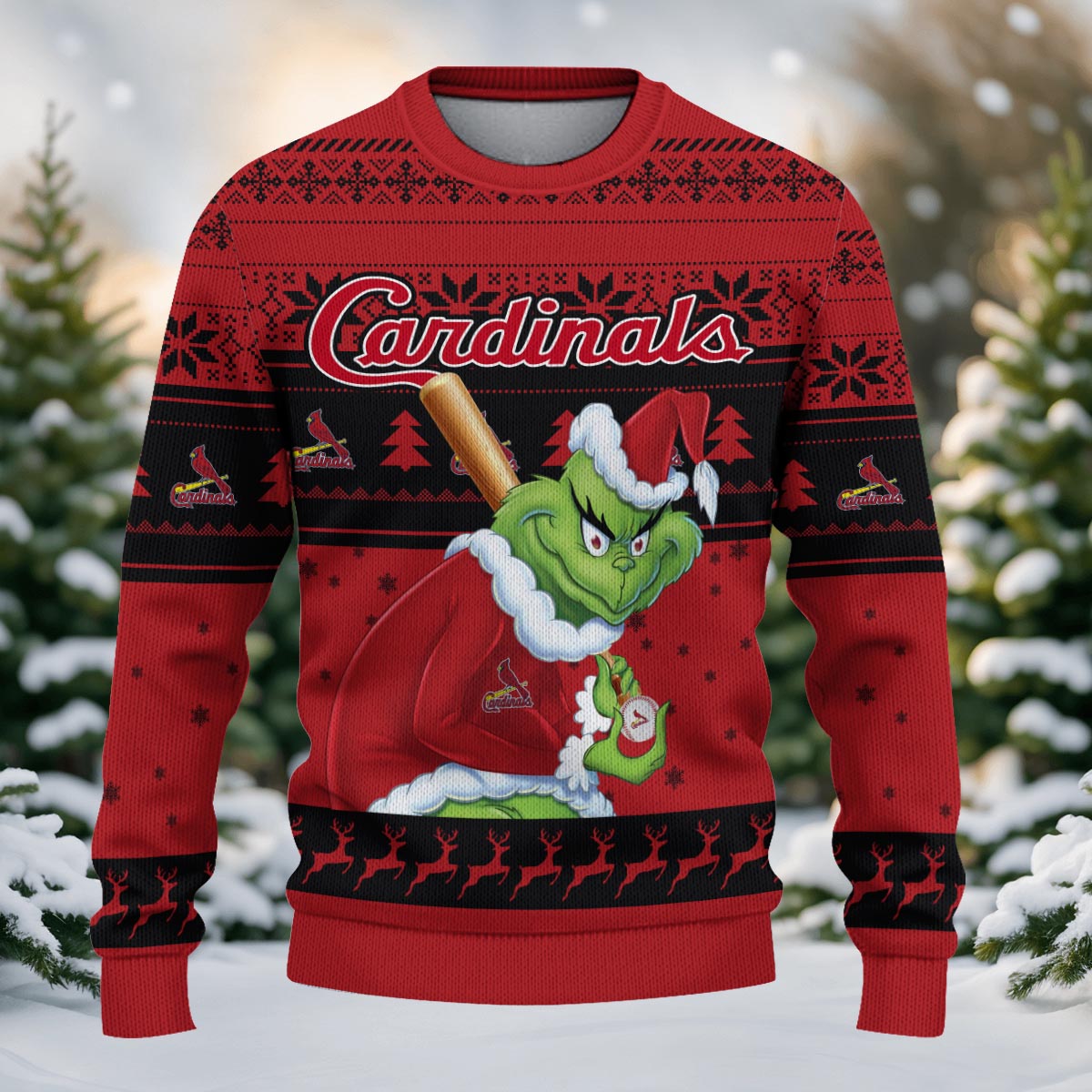 Sportswearmerch St. Louis Cardinals MLB x Grinch Christmas Ugly Sweater For Fans