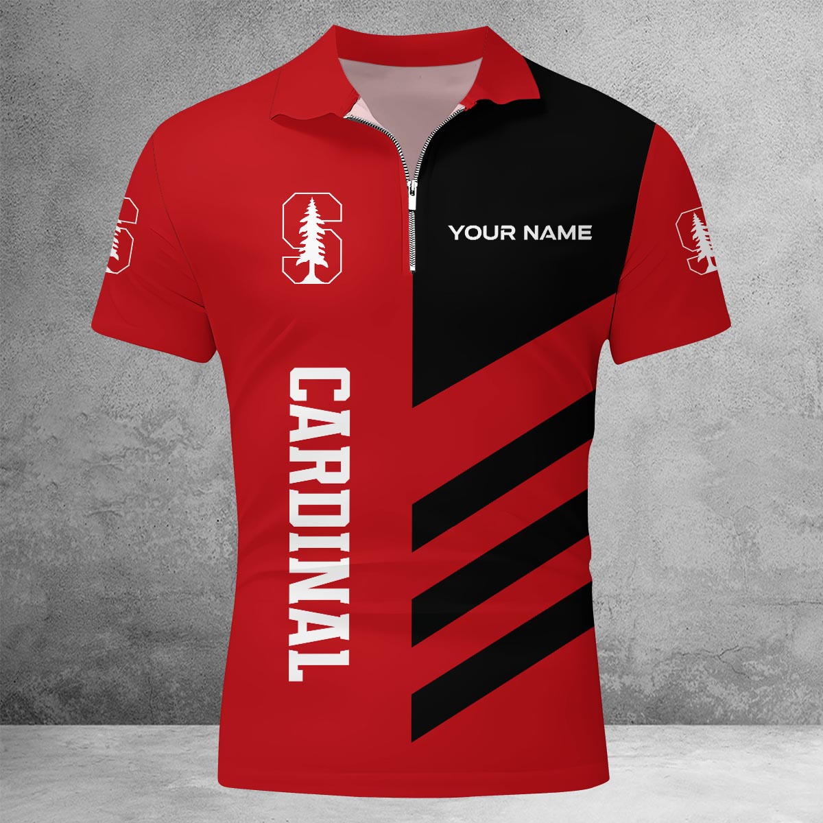 Sportswearmerch Stanford Cardinal NCAA Lapel Zip Polo Shirt For Fan