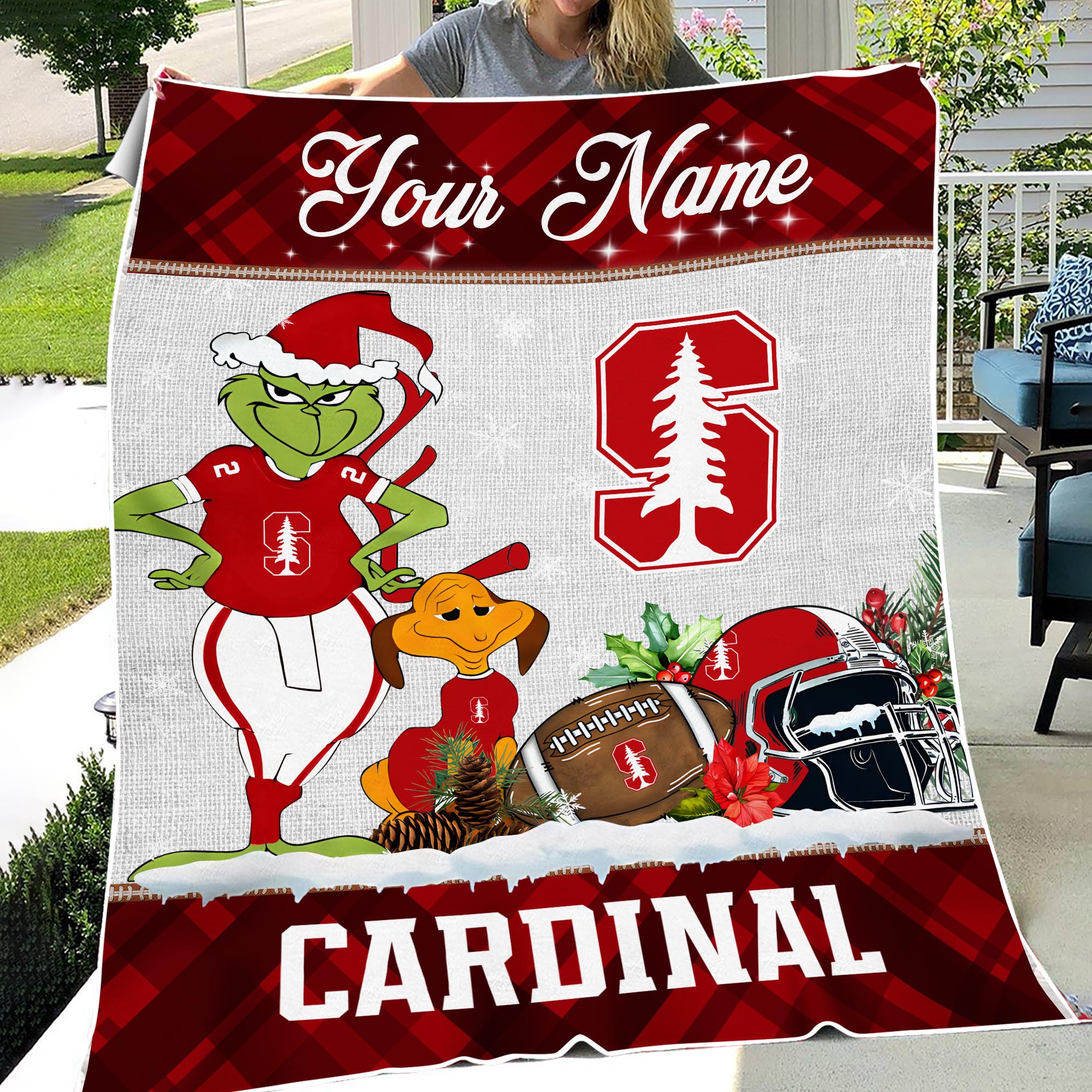 Sportswearmerch Stanford Cardinal NCAA x Grinch Christmas Fleece Blanket For Fan