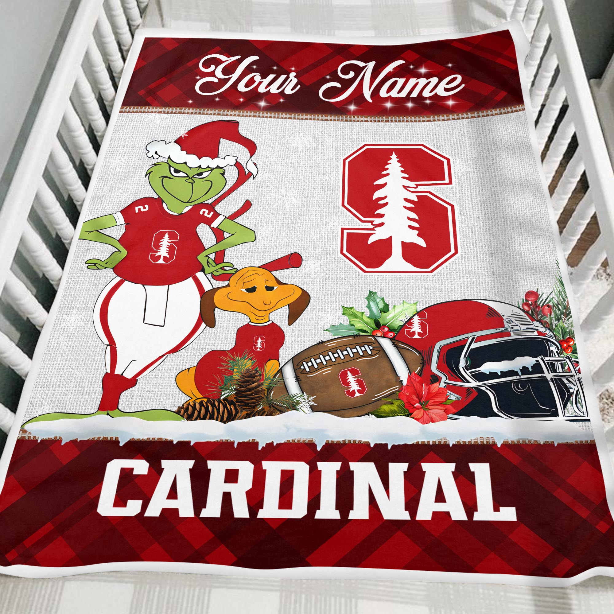 Sportswearmerch Stanford Cardinal NCAA x Grinch Christmas Fleece Blanket For Fan
