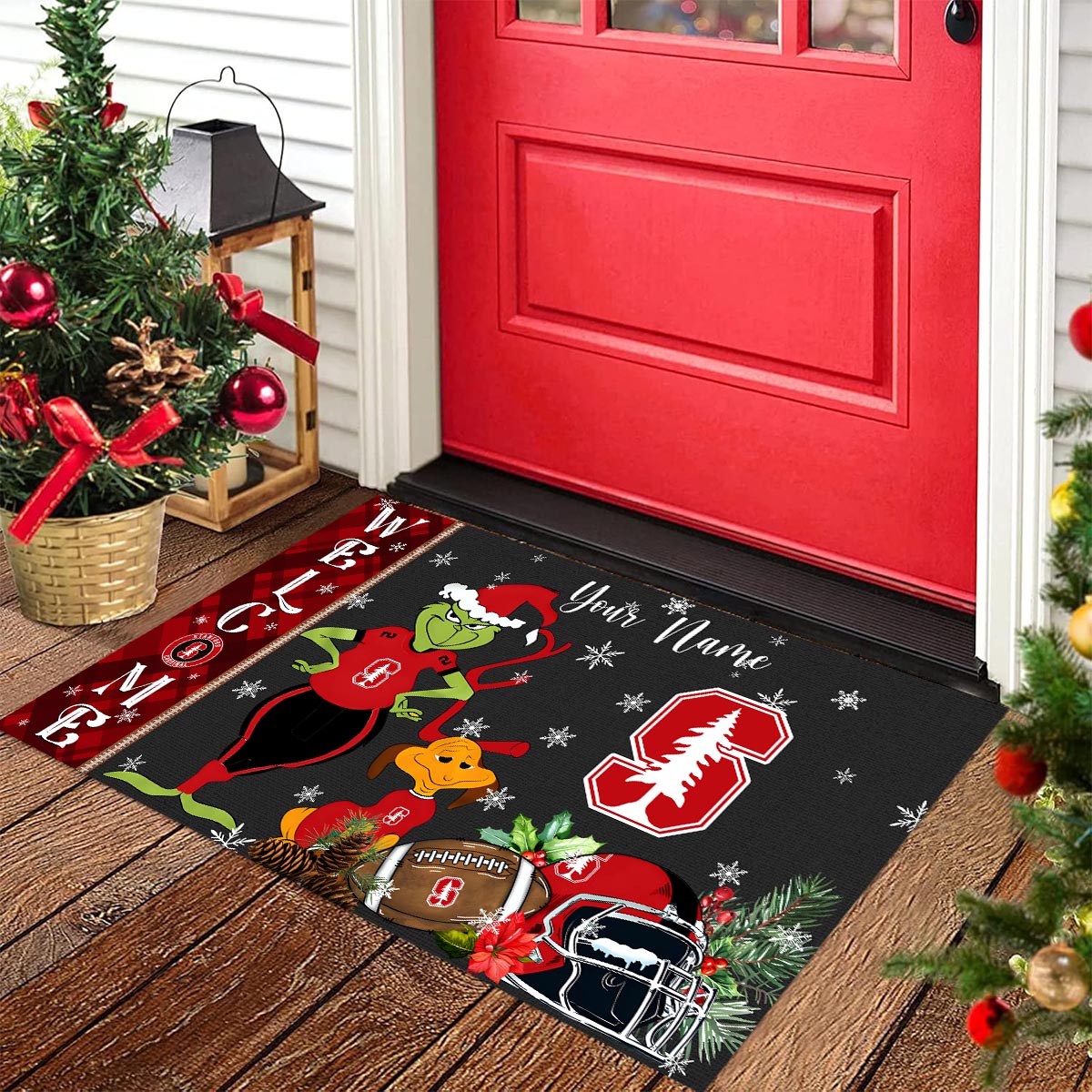 Sportswearmerch Stanford Cardinal NCAA x Grinch Christmas Welcome Football Doormat For Fan