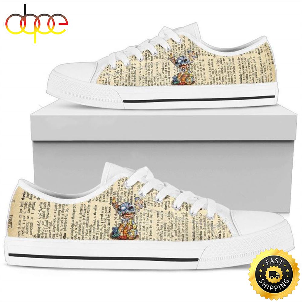 Sportswearmerch Stitch Dictionary Low Top Canvas Sneakers Shoes For Men And Women