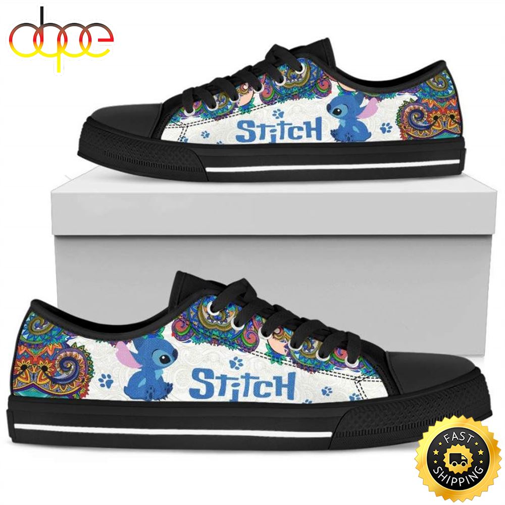 Sportswearmerch Stitch Low Top Canvas Sneakers Shoes For Men And Women