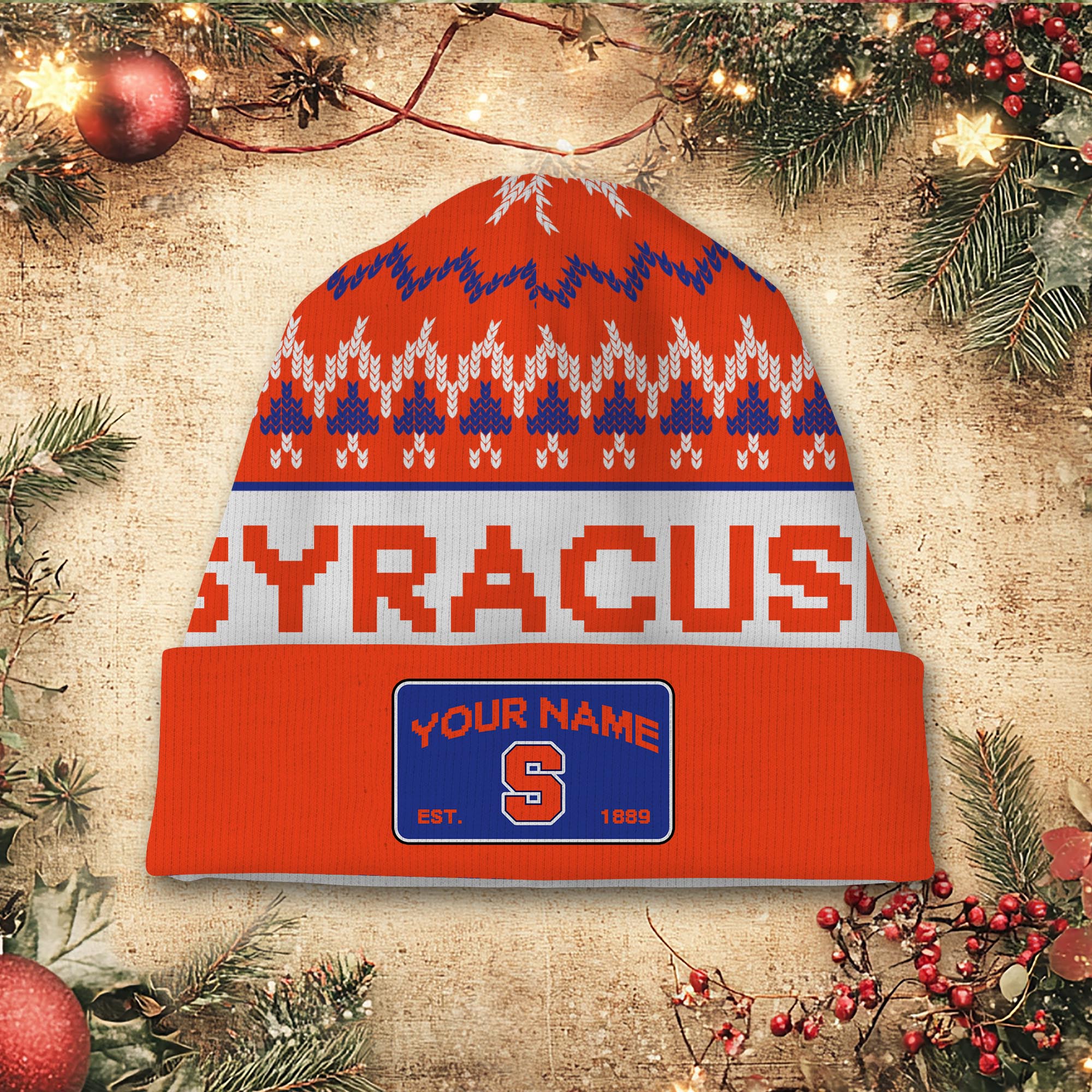 Sportswearmerch Syracuse Orange NCAA Christmas Beanie Hat For Fan