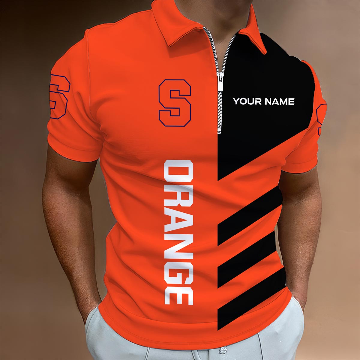 Sportswearmerch Syracuse Orange NCAA Lapel Zip Polo Shirt For Fan