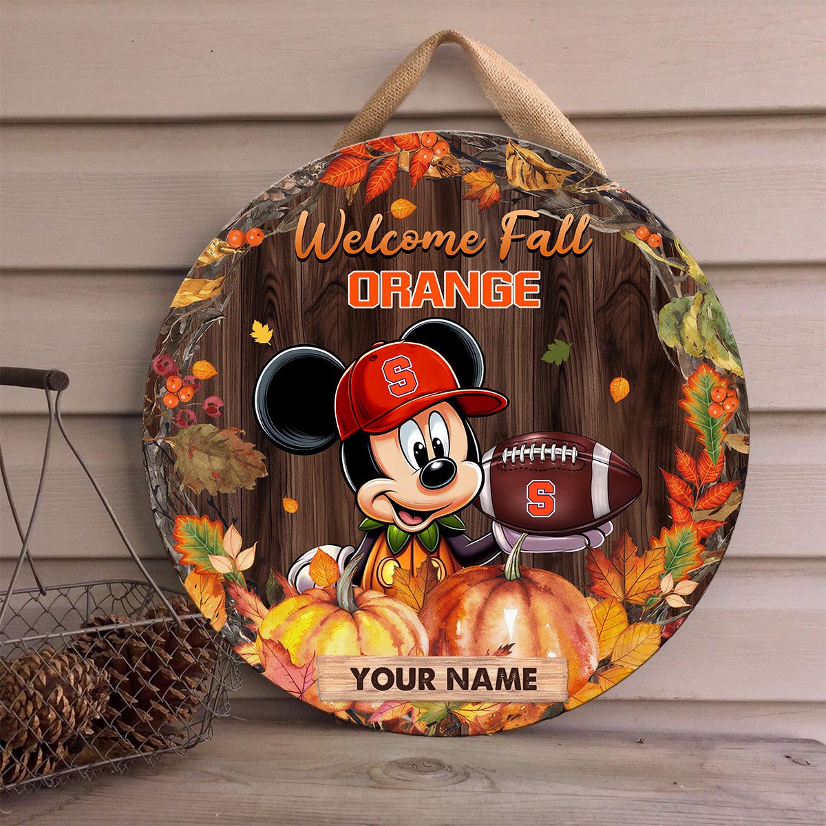 Sportswearmerch Syracuse Orange NCAA x Mickey Round Wooden Sign For Fan