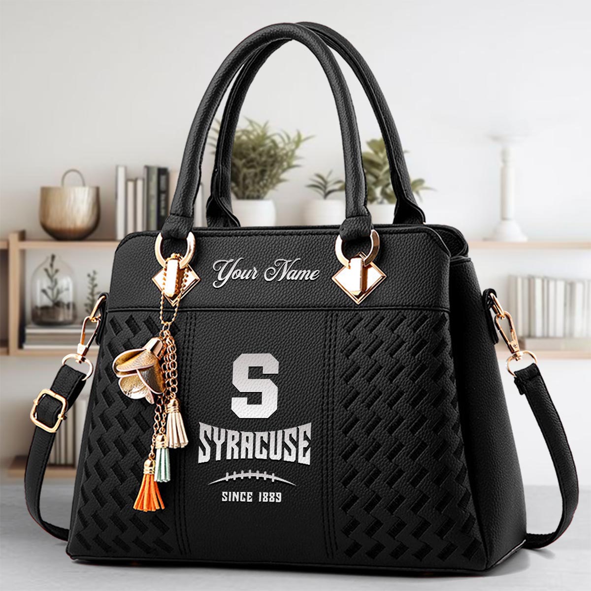 Sportswearmerch Syracuse Orange NCAA Zip Leather Handbag For Fan
