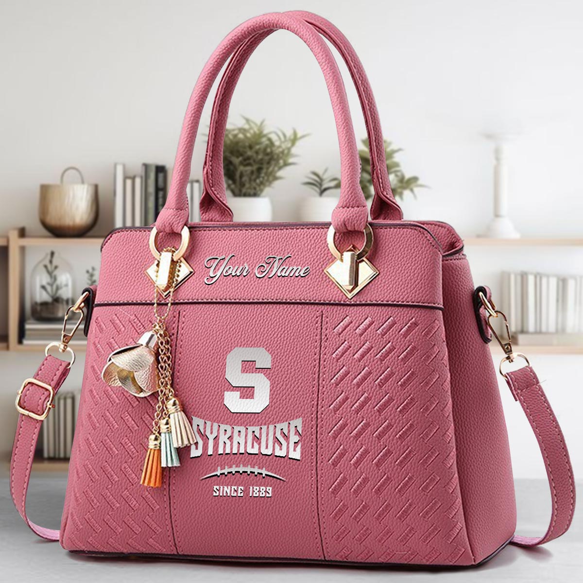 Sportswearmerch Syracuse Orange NCAA Zip Leather Handbag For Fan