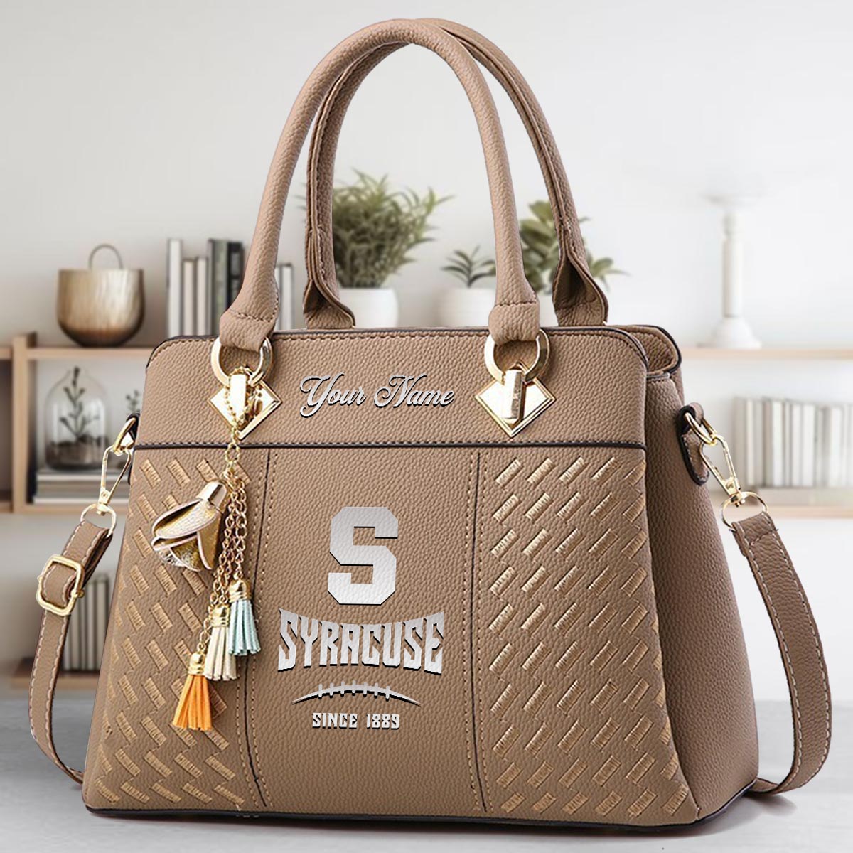 Sportswearmerch Syracuse Orange NCAA Zip Leather Handbag For Fan