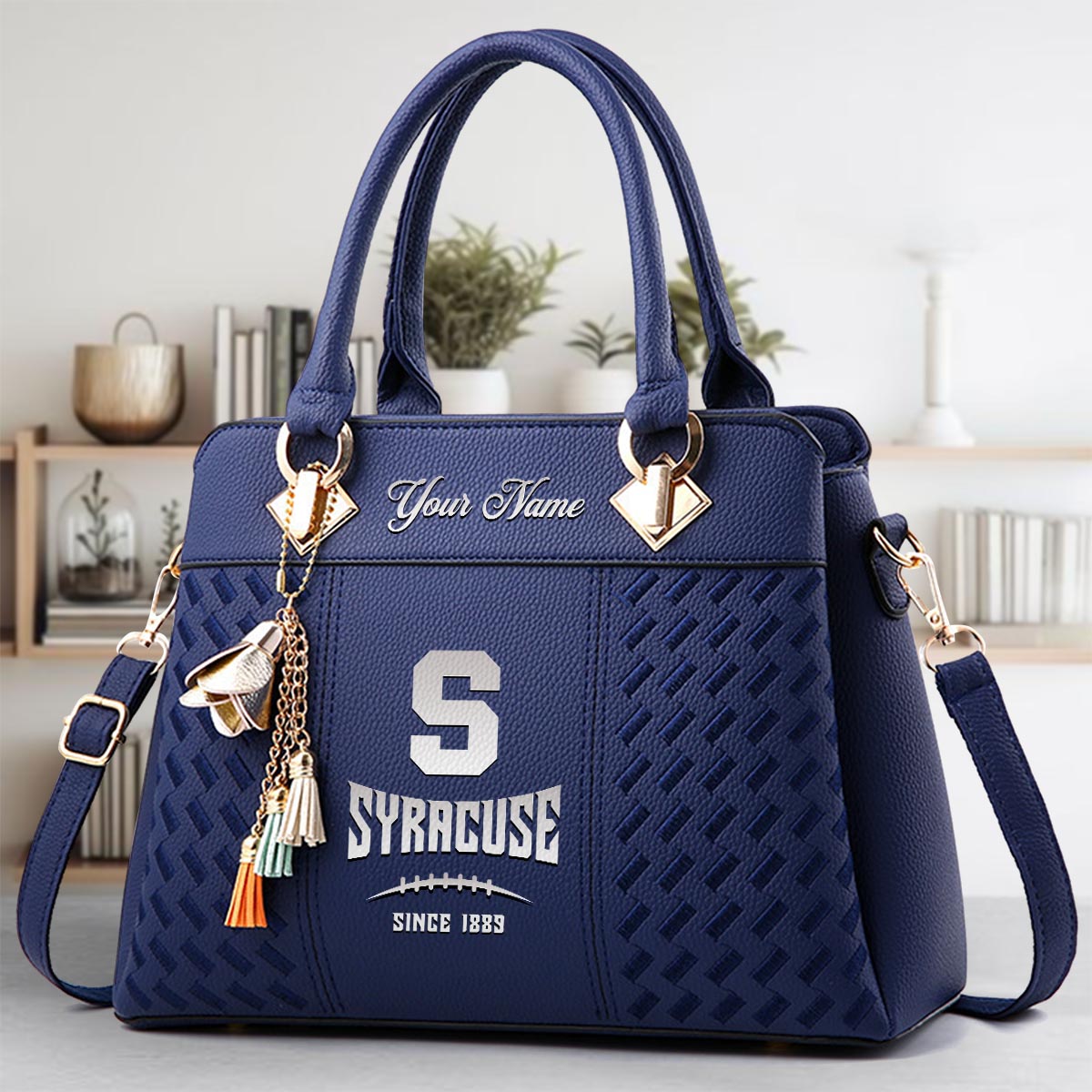 Sportswearmerch Syracuse Orange NCAA Zip Leather Handbag For Fan