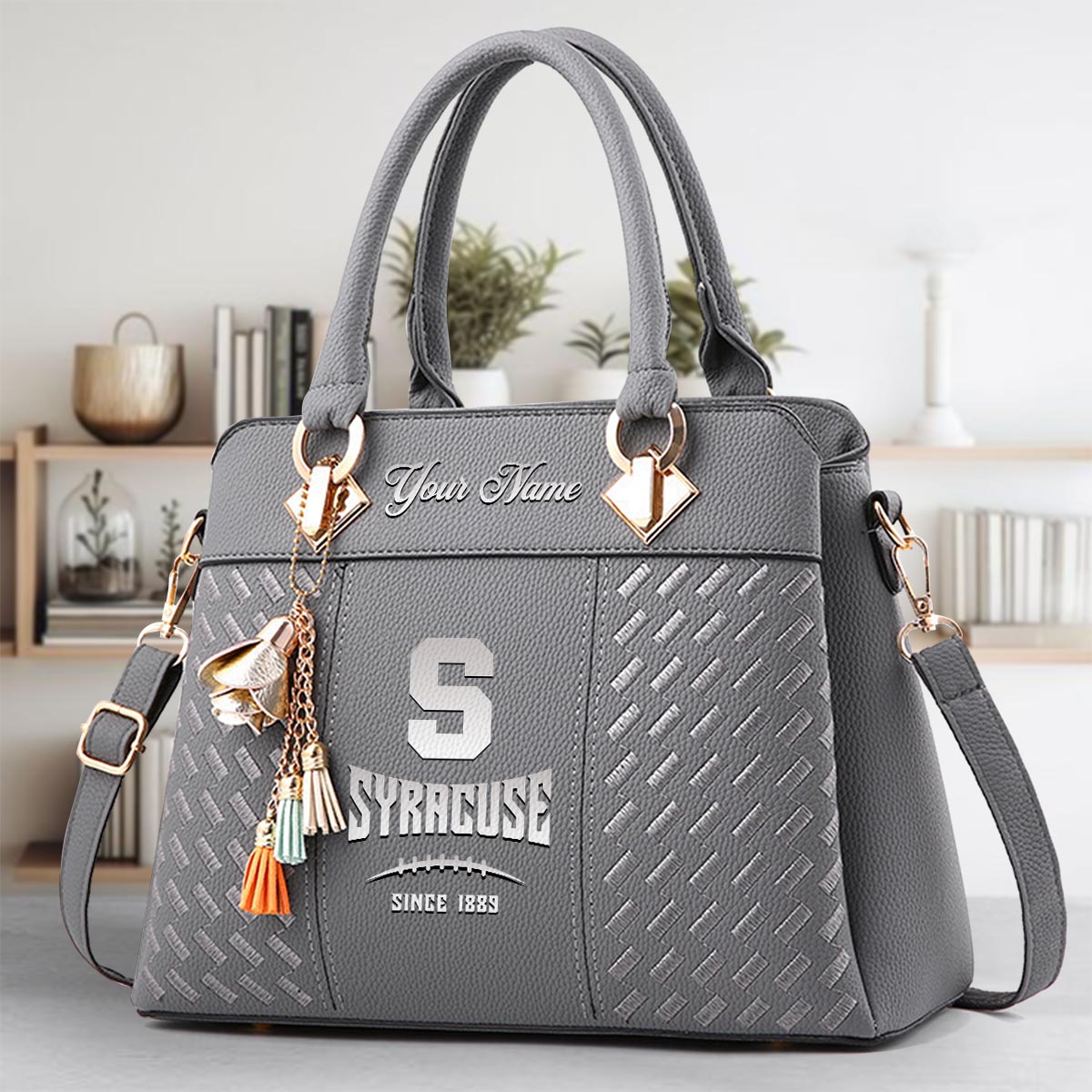 Sportswearmerch Syracuse Orange NCAA Zip Leather Handbag For Fan