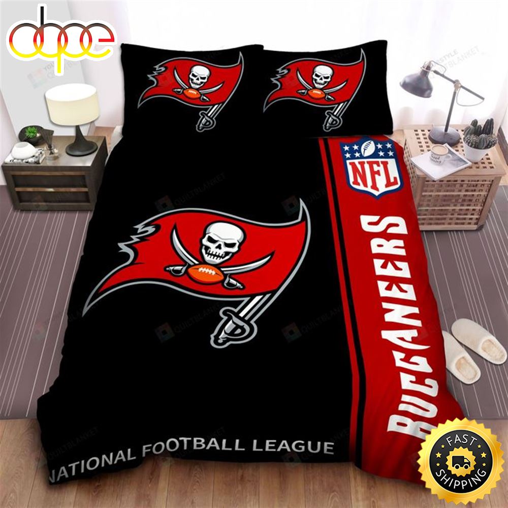 Sportswearmerch Tampa Bay Buccaneers NFL Black Red Bedding Set For Fan
