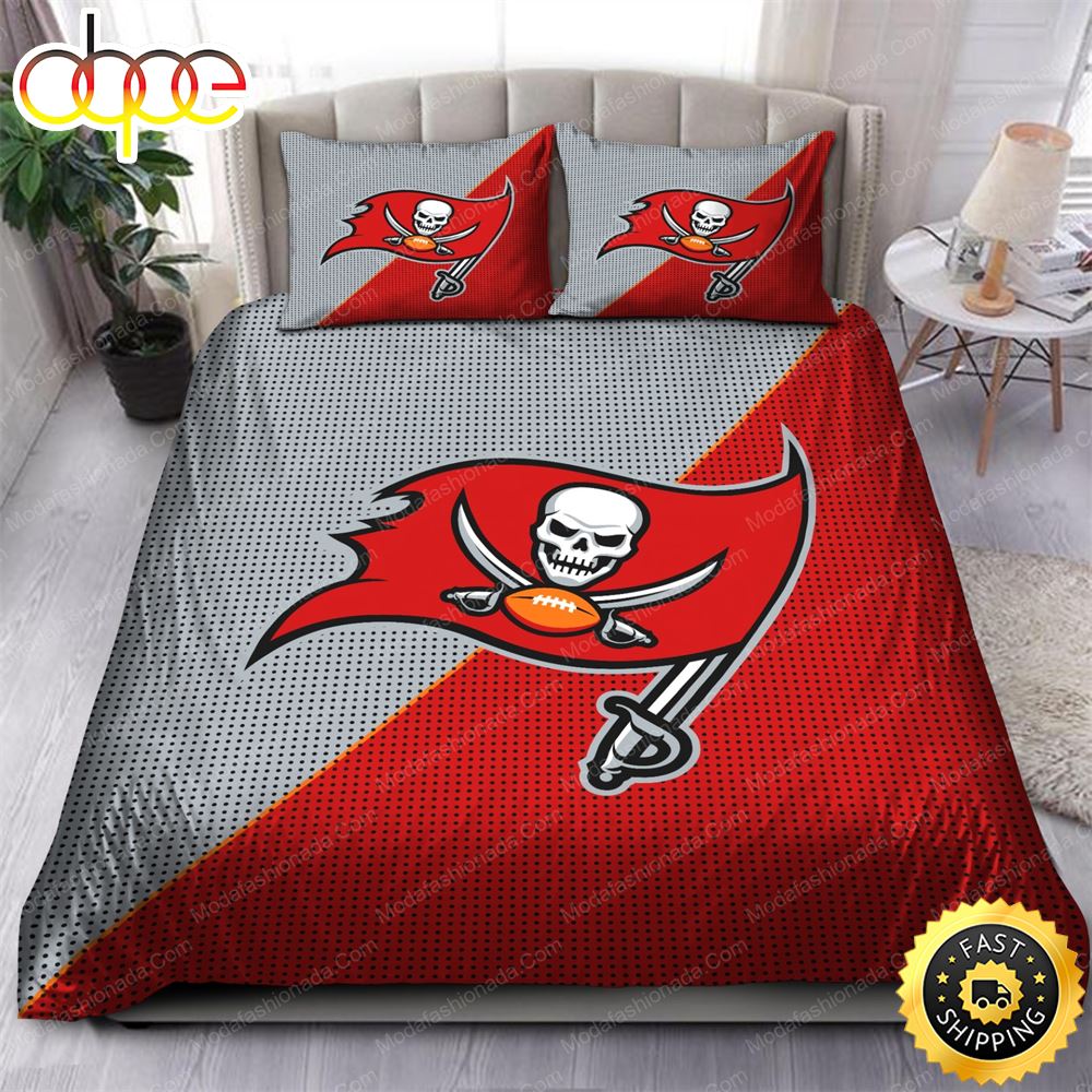 Sportswearmerch Tampa Bay Buccaneers NFL Grey Red Bedding Set For Fan