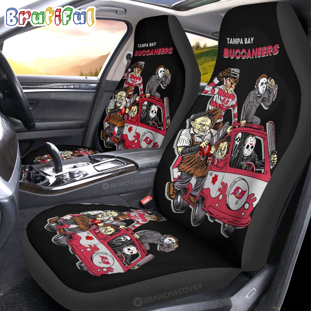 Sportswearmerch Tampa Bay Buccaneers NFL Horror Characters Essential Halloween Car Seat Covers For Fan