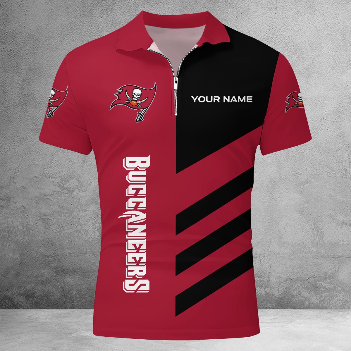 Sportswearmerch Tampa Bay Buccaneers NFL Lapel Zip Polo Shirt For Fan