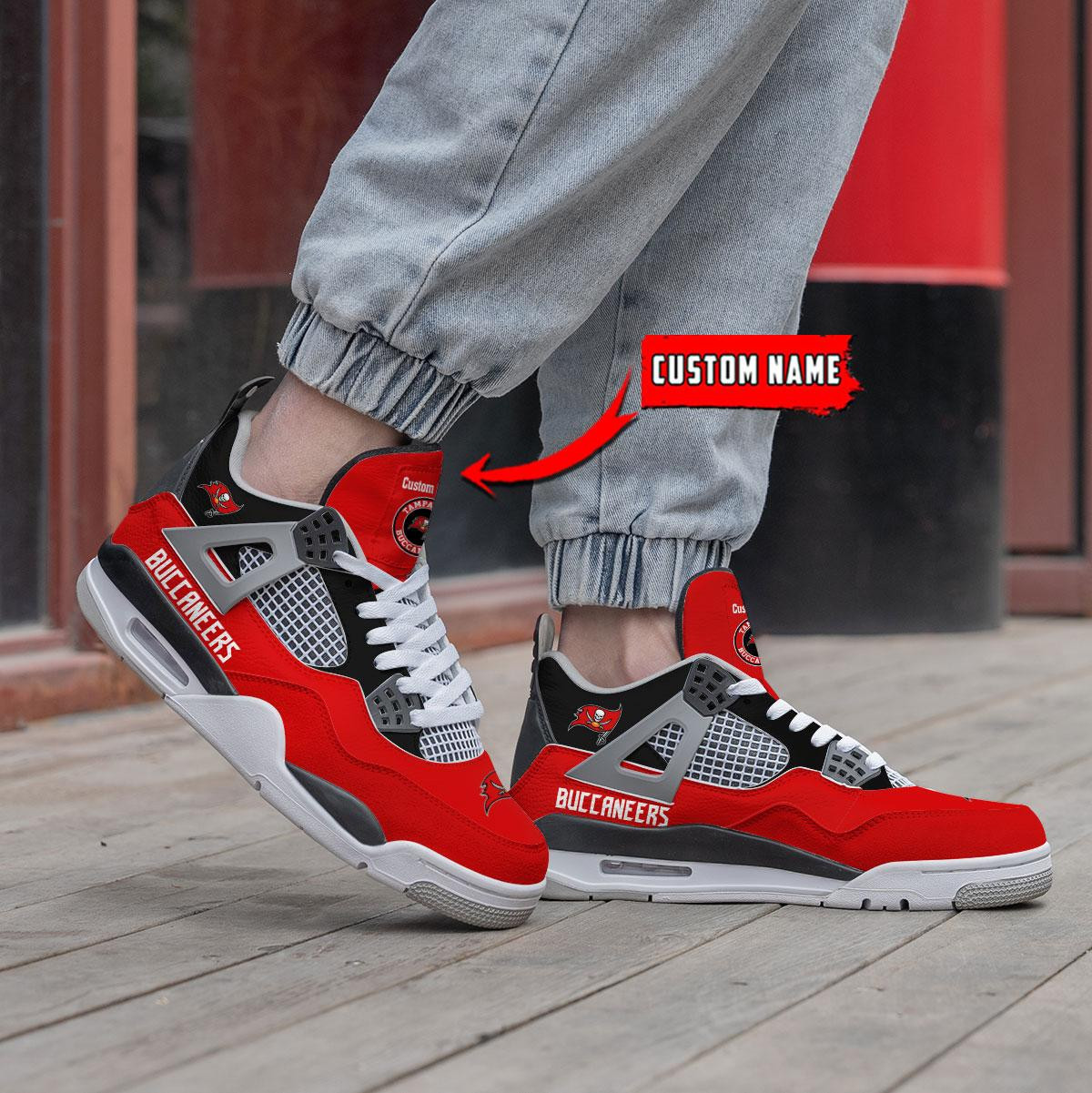 Sportswearmerch Tampa Bay Buccaneers NFL Personalized Air Jordan 4 SnAJ4 Sneakers Shoes For Men And Women