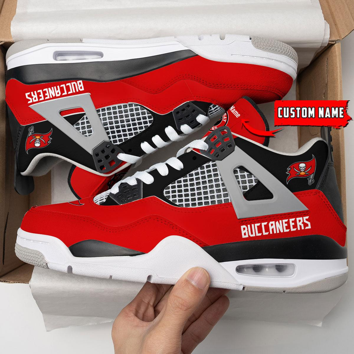 Sportswearmerch Tampa Bay Buccaneers NFL Personalized Air Jordan 4 SnAJ4 Sneakers Shoes For Men And Women