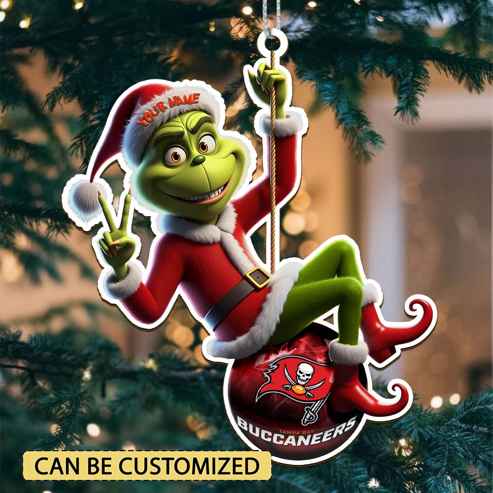 Sportswearmerch Tampa Bay Buccaneers NFL The Grinch x Christmas Acrylic Ornament Gift For Fan