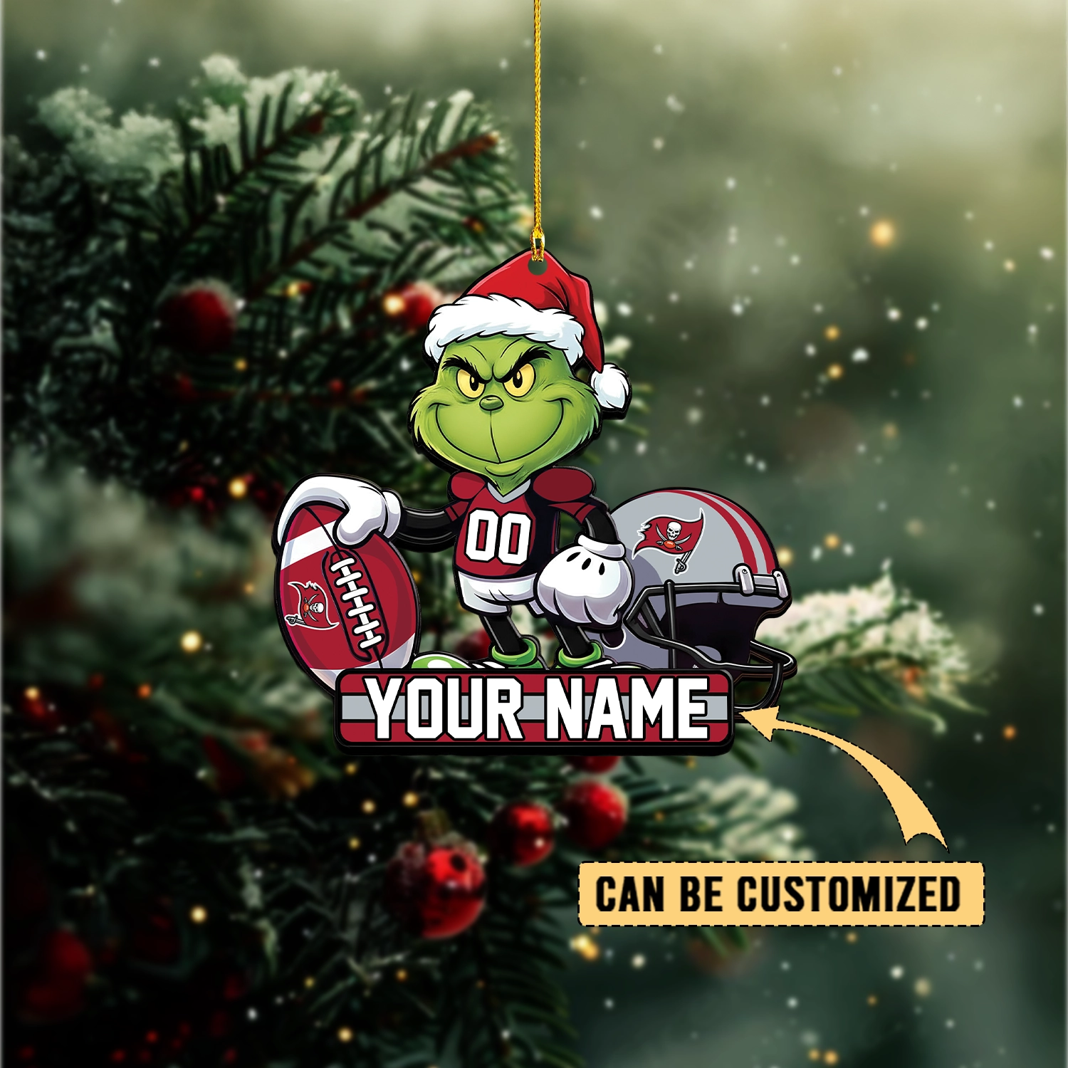 Sportswearmerch Tampa Bay Buccaneers NFL The Grinch x Christmas Acrylic Ornament Gift For Fan