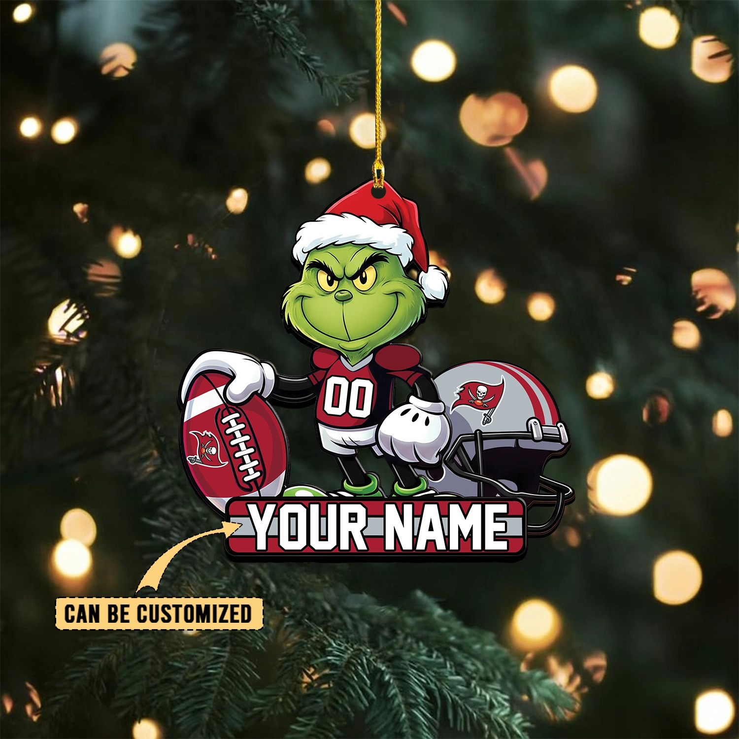 Sportswearmerch Tampa Bay Buccaneers NFL The Grinch x Christmas Acrylic Ornament Gift For Fan
