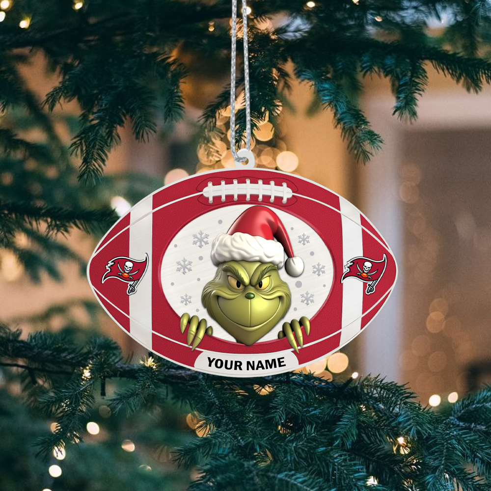 Sportswearmerch Tampa Bay Buccaneers NFL The Grinch x Christmas Acrylic Ornament Gift For Fan